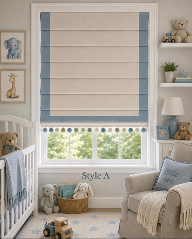Info Roman Shade  #400  (Ribbon on 3 Sides with Trim)