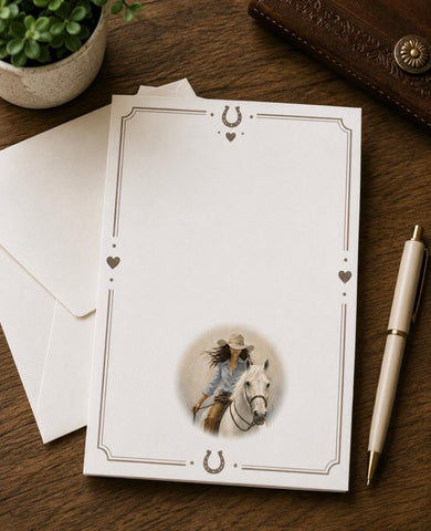 Designer Stationery - Cowgirl Riding Her Horse