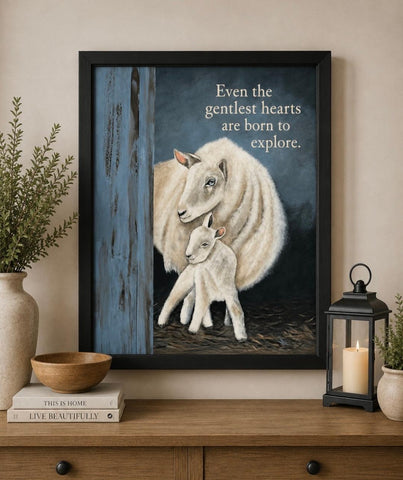 Framed Print 11" X 14" - Mother Sheep and Lamb (Healing Art)