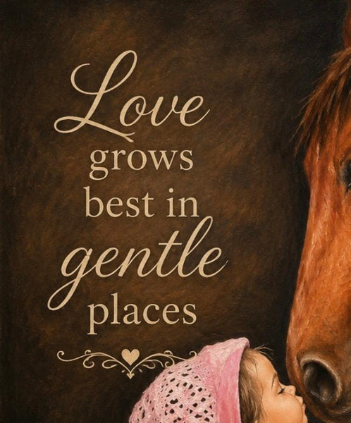 Canvas Print 11" X 14" - Little Cowgirl Kissing Horse- (Healing Art)