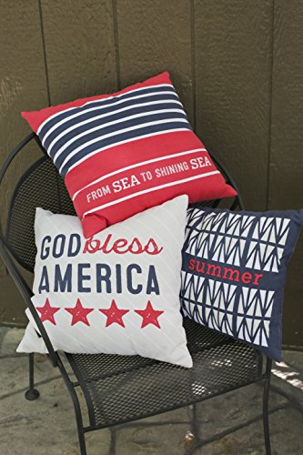 Hallmark Home Indoor/Outdoor Pillow with Cover, " God Bless America" 16" Square