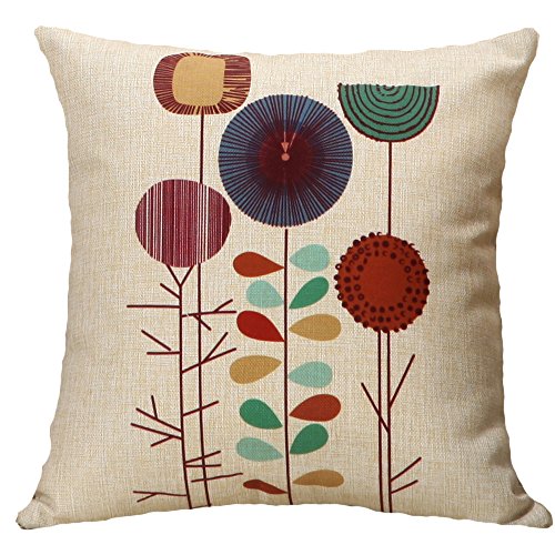 TongXi Cartoon Flowers Pattern Cushion Covers Decorative Throw Pillows For Sofa 18x18 inches Pack of 4