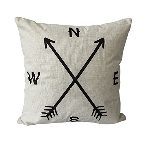 BPFY 4 Pack Home Decor Cotton Linen Nautical Style Sofa Throw Pillow Case Cushion Cover 18 x 18 Inch