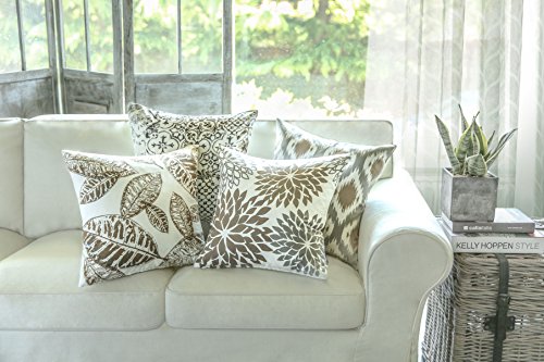 Phantoscope New Living Series Coffee Color Decorative Throw Pillow Case Cushion Cover Set of 4