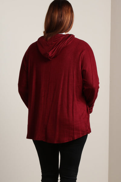 #7007BW    PLUS Ruby Red Fleece Hoodie Tunic