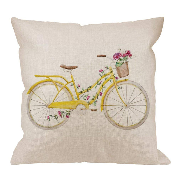 TP38 Vintage Yellow Bicycle Throw Pillow
