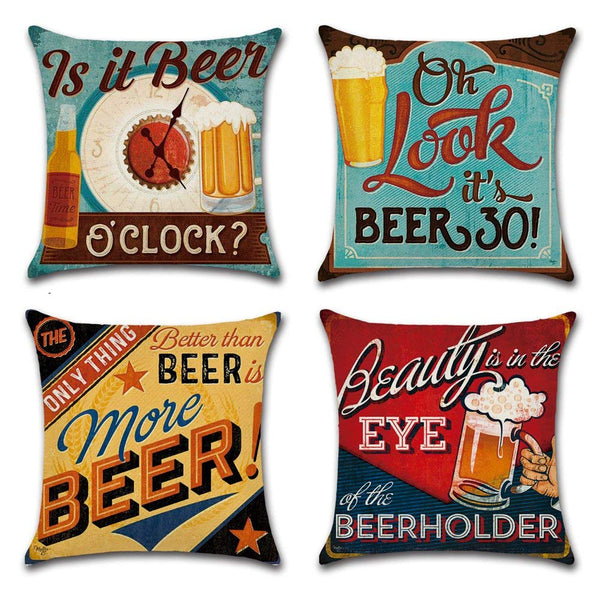 TP109  Beer Pattern Throw Pillows Group