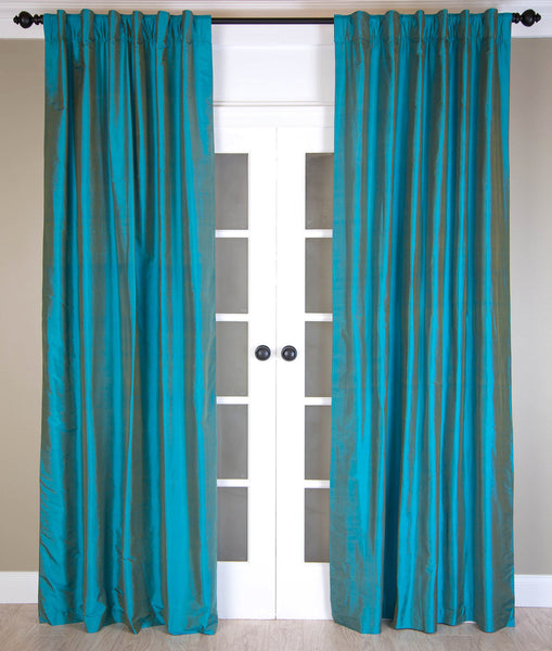 #P317 Teal Blue SILK Curtain (Use Discount Code) Pay 1/2 Down