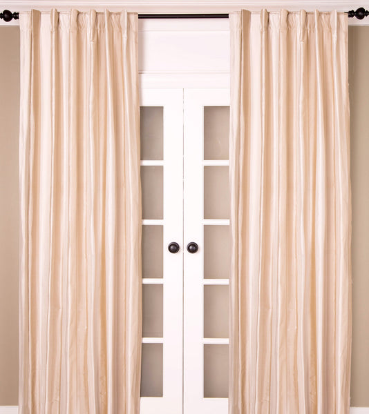 #P355 Creme Brulee Silk Stripe Curtain (Use Discount Code) Pay 1/2 Down