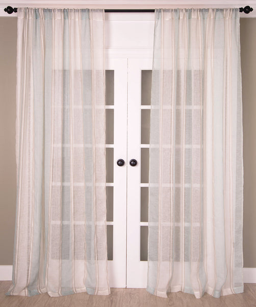 Copy of #P512Torquoise Linen Stripe Curtain (Price coming soon) You Pay 1/2 Down
