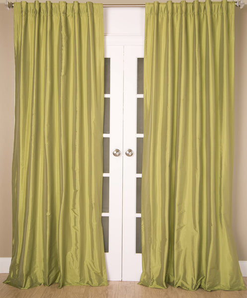 #4P550  Green Faux Silk Curtain (Use Discount Code)