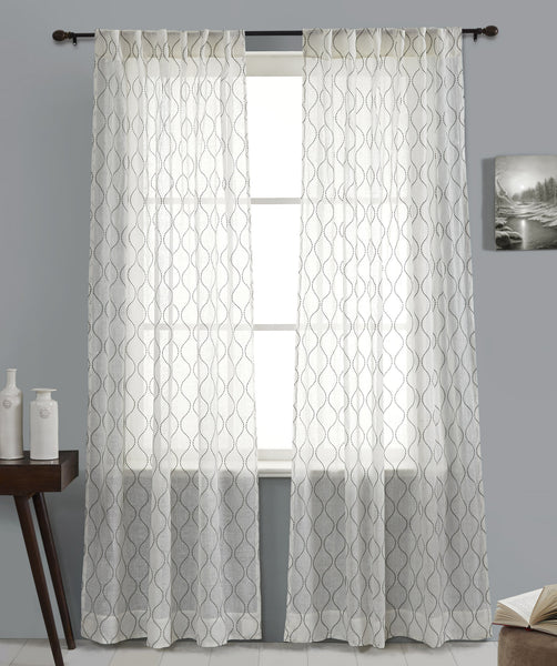 #P5527 Ivory Linen Embroidery Curtain (Use Discount Code)