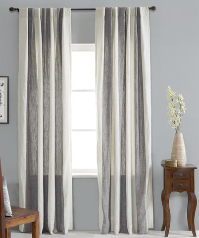 #P5528 Greys with Ivory Stripes Curtain (Use Discount Code) Pay 1/2 Down