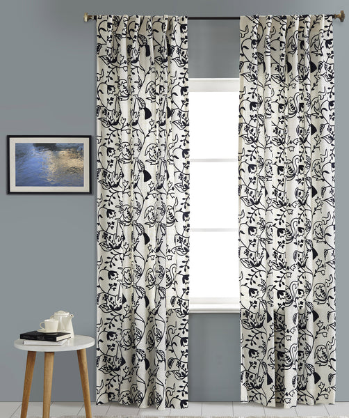 #P5540 White &  Blue Bird of Paradise Curtain (Use Discount Code) Pay 1/2 Down