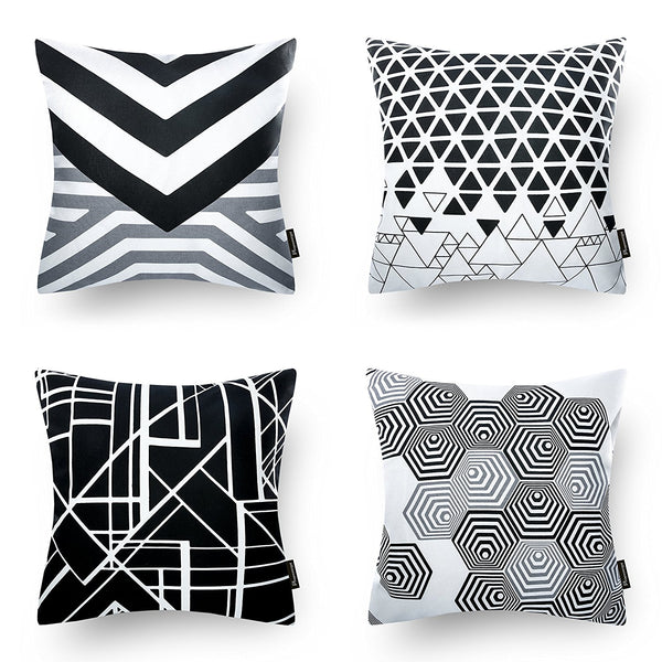 TP25 Geometric Black Throw Pillows Group