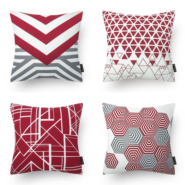 TP27 Geometric Red Throw Pillows Group