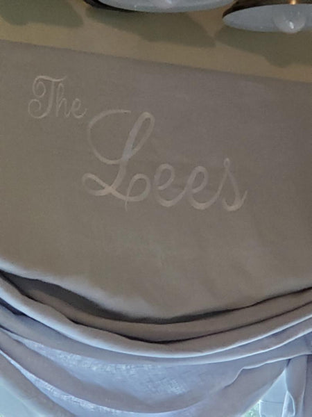 Roman Shade #380  Linen Relaxed Roman, Lined & Monogrammed