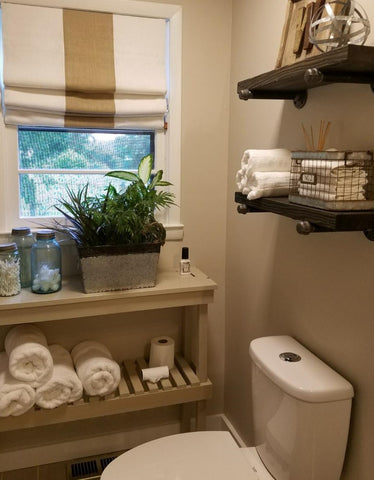 $190.00 Roman Shade With Wide Stripe in Middle #3P130